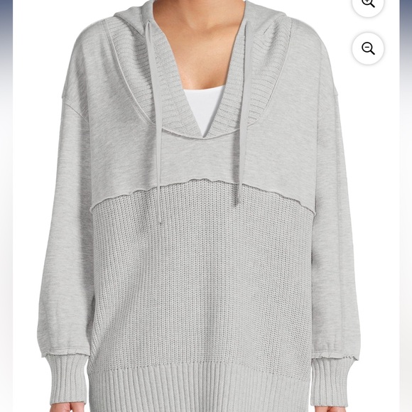 Time & Tru mixed media women’s hooded sweater - Picture 2 of 8